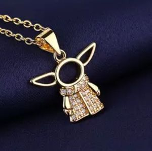 New 14ktgp Baby Yoda Necklace with crystals
